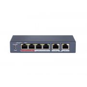 Коммутатор DS-S604P сетевой неуправляемый 4 RJ45 100M PoE, 2 порта с высоким приоритетом; 2 Uplink