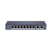 Коммутатор DS-S1008P Сетевой неуправляемый 8 RJ45 100M PoE, 2 порта с высоким приоритетом; 2 Uplink