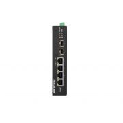 Коммутатор DS-3T0506HP-E/HS Неуправляемый, 3 RJ45 1000M PoE с грозозащитой 6кВ