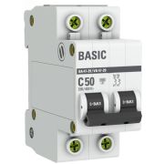 Выключатель автоматический 2-полюсный, 50А С ВА47-29 4.5кА mcb4729-2-50C EKF