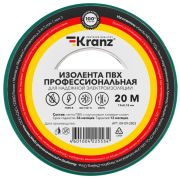 Изолента ПВХ KRANZ профессиональная, 0.18х19 мм, 20 м, зеленая (10 шт./уп.)
