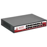 Коммутатор SR-PS1621GBL сетевой с РоЕ Gigabit Ethernet 18 портовый; 16 портов POE 10/100Mbps